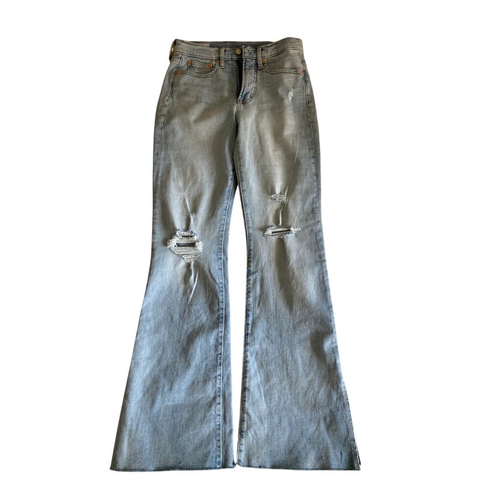 Gap 70’s High Rise Flare Jeans Size 2 Regular 2R 26 Inch Waist Distressed Denim